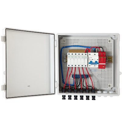 390*390*185 Photovoltaic Combiner Box 500VDC Với Bảo vệ SPD vật liệu ABS