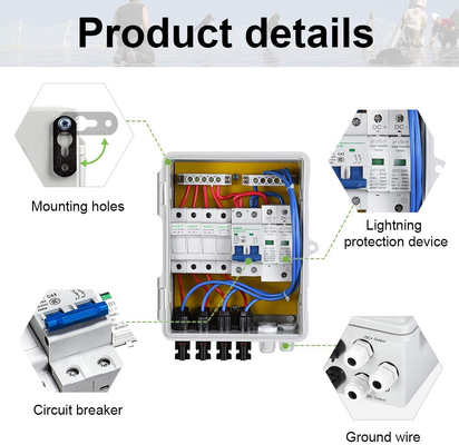 390*390*185 Photovoltaic Combiner Box 500VDC Với Bảo vệ SPD vật liệu ABS