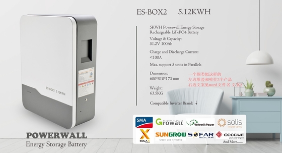 Pin LiFePO4 Phosphate gắn tường 5kWh 10kWh cho hệ thống lưu trữ năng lượng mặt trời