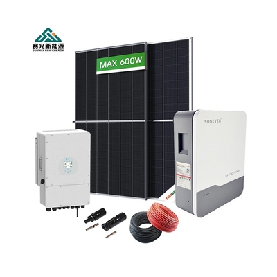 Hệ thống năng lượng mặt trời gia đình 5kw Hybrid Grid với Bộ bảng điều khiển mặt trời Silicon đơn tinh thể