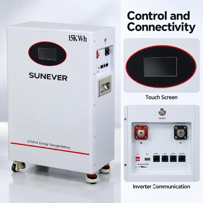 SUNEVER TD-15 51.2V 300Ah LiFePO4 Pin năng lượng mặt trời 15.36kWh 200A CAN RS485 Dạng đứng sàn