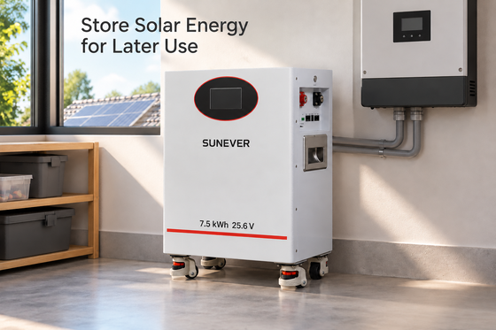 Pin năng lượng mặt trời Lithium SUNEVER 7.68kWh 25.6V 300Ah LiFePO4 cho Lưu trữ Năng lượng Gia đình và Nguồn Điện Dự phòng Ngoại lưới