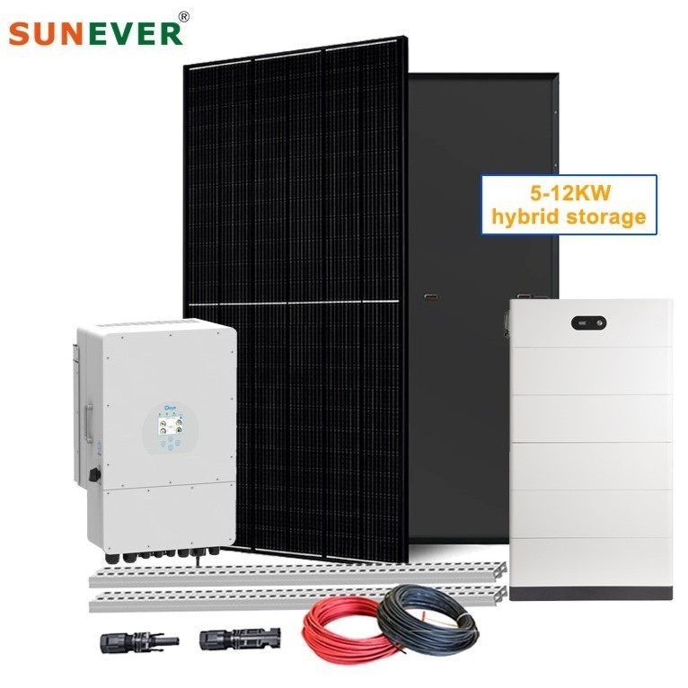 Thời gian làm việc 24h 6kw 8kw 10kw pin lai-chất dẫn-ác acid hệ thống năng lượng mặt trời cho nhà