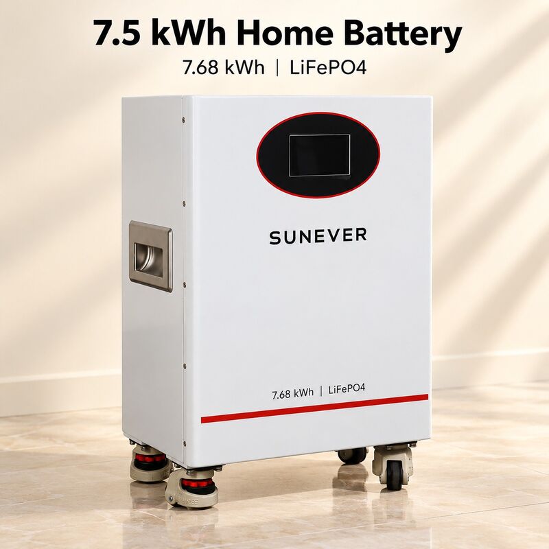 Pin năng lượng mặt trời Lithium SUNEVER 7.68kWh 25.6V 300Ah LiFePO4 cho Lưu trữ Năng lượng Gia đình và Nguồn Điện Dự phòng Ngoại lưới